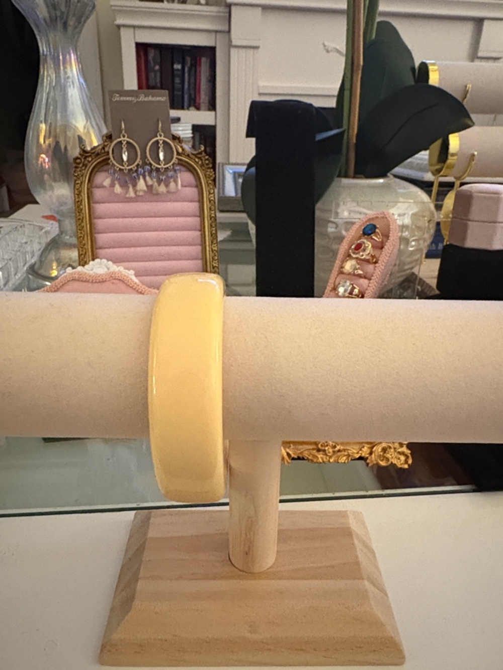 Yellow Resin Bangle Bracelet looks like Ivory.